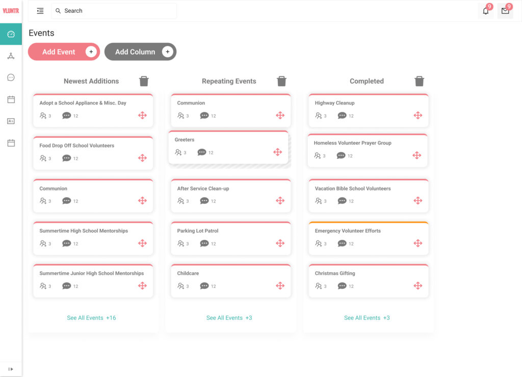 Events-Board Events Board Design for VLUNTR