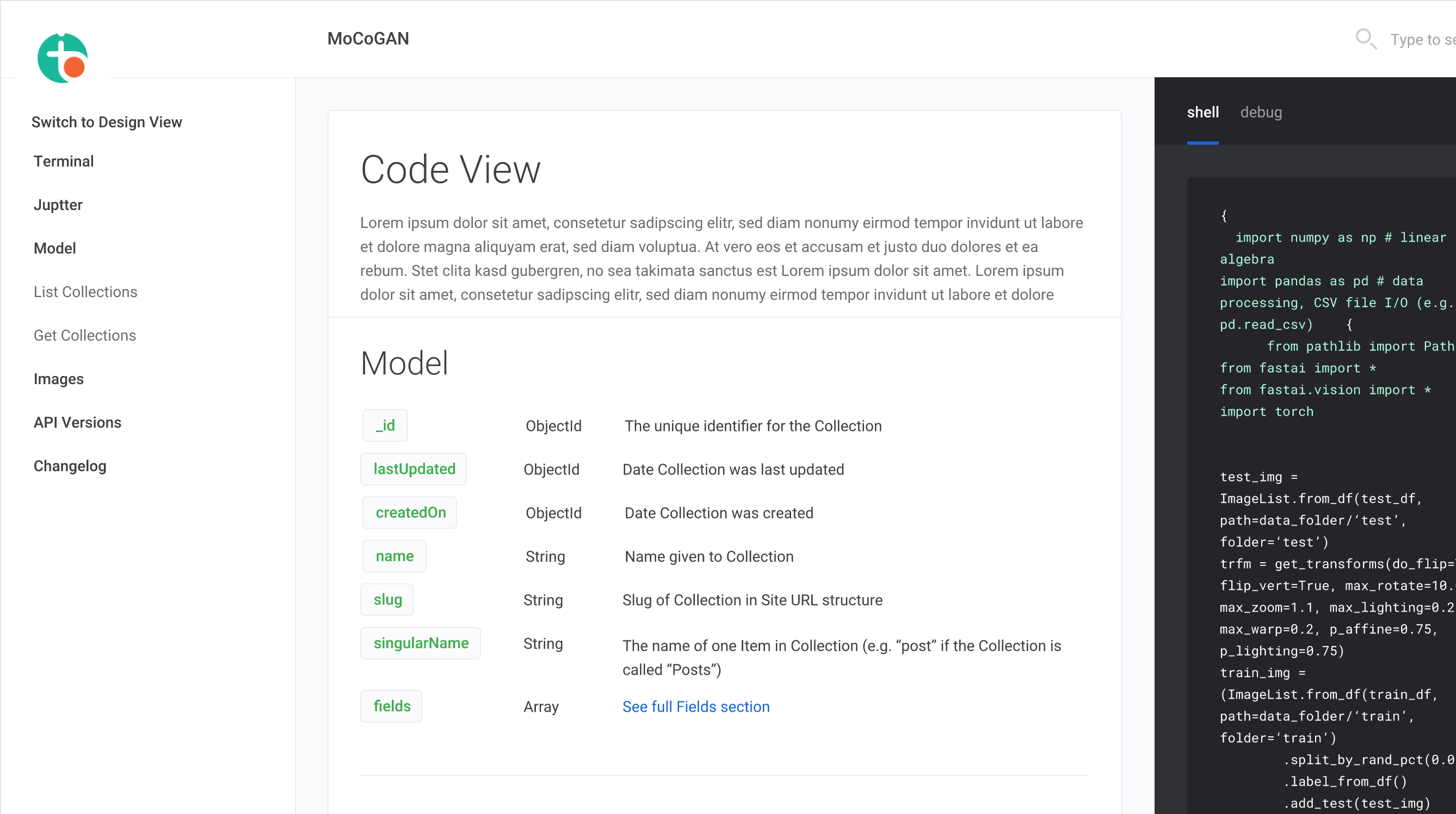 thinci application showcasing an opporunity to code as an option